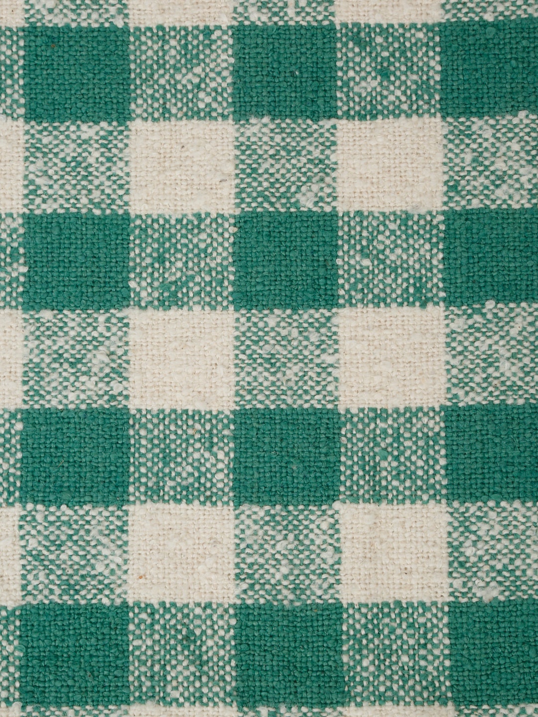 Handloom Weaved Green Checkered Cotton Tablecloth: Farmhouse Fall Decor (52X70 Inches)