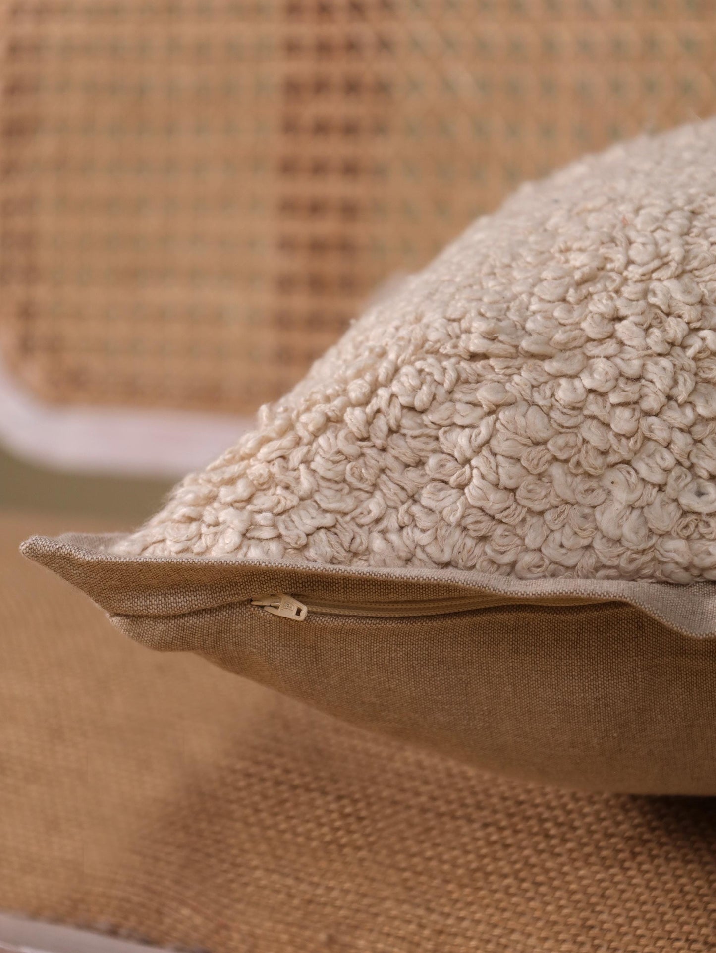 Handwoven Boucle Linen Pillow Cover: Neutral Farmhouse Cushion, 20x20