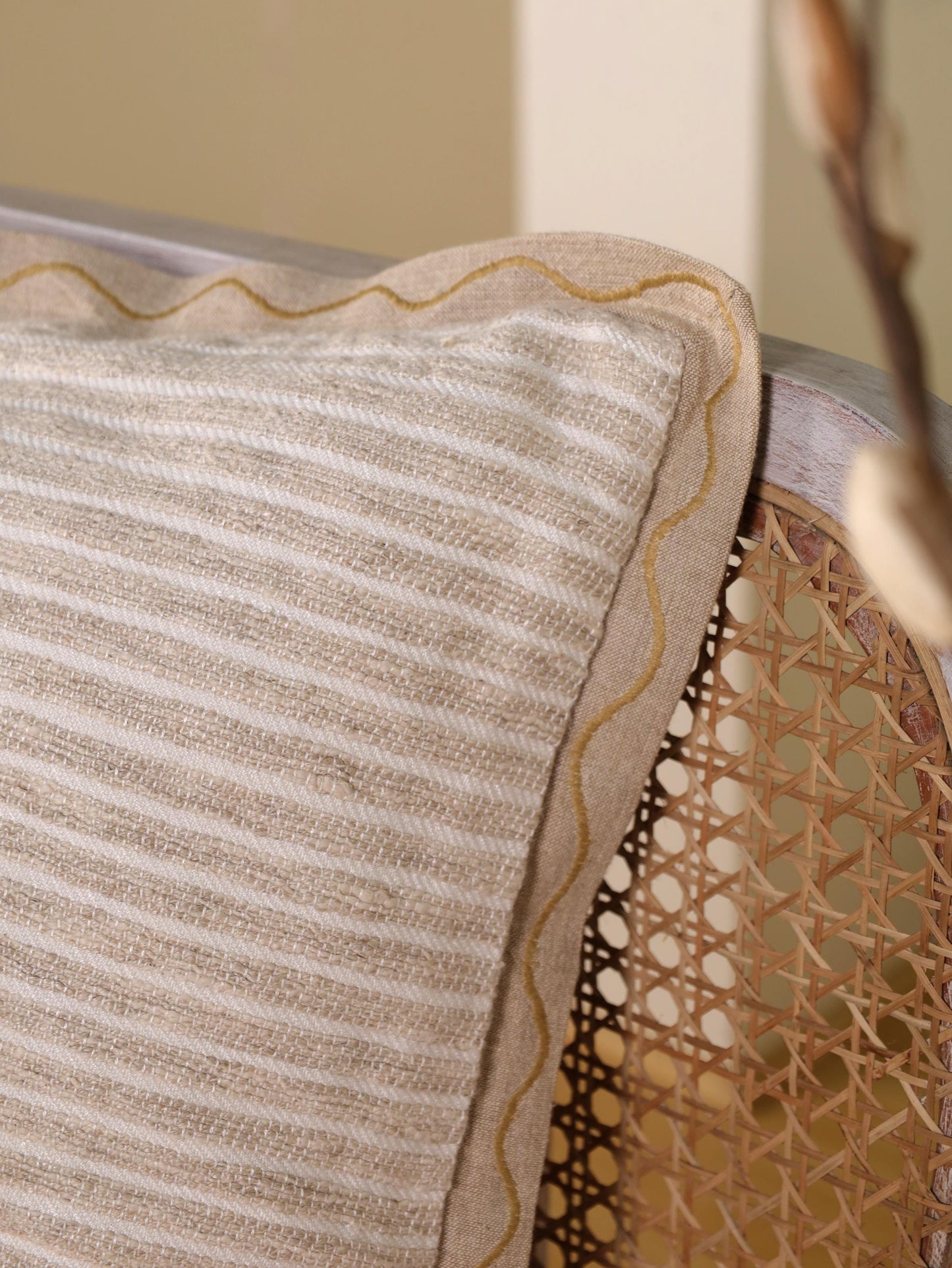 Handmade Striped Linen Pillow Cover: Neutral Boho Farmhouse Cushion