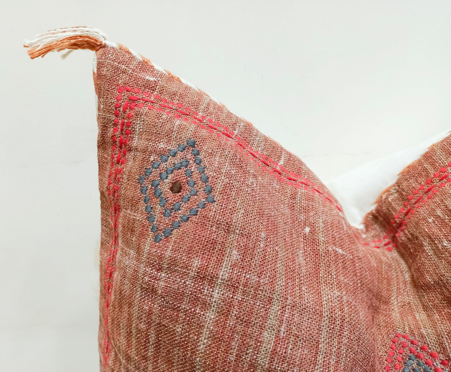 Embroidered Linen Pillow Cover: Boho Cactus Silk Cushion with Tassels