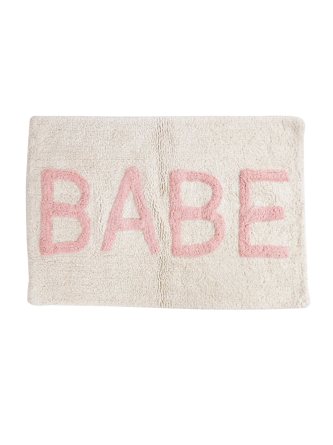 Handwoven Cotton Bathmat: Shaggy Non-Slip Natural Pink Rug