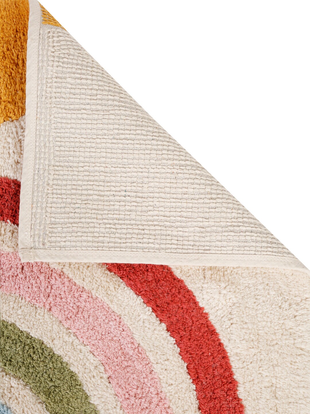 Hand Tufted Rainbow Bath Mat: Colorful Non-Slip Cotton Bathroom Rug | Handmade Modern Bath Mat for Cozy Home Decor