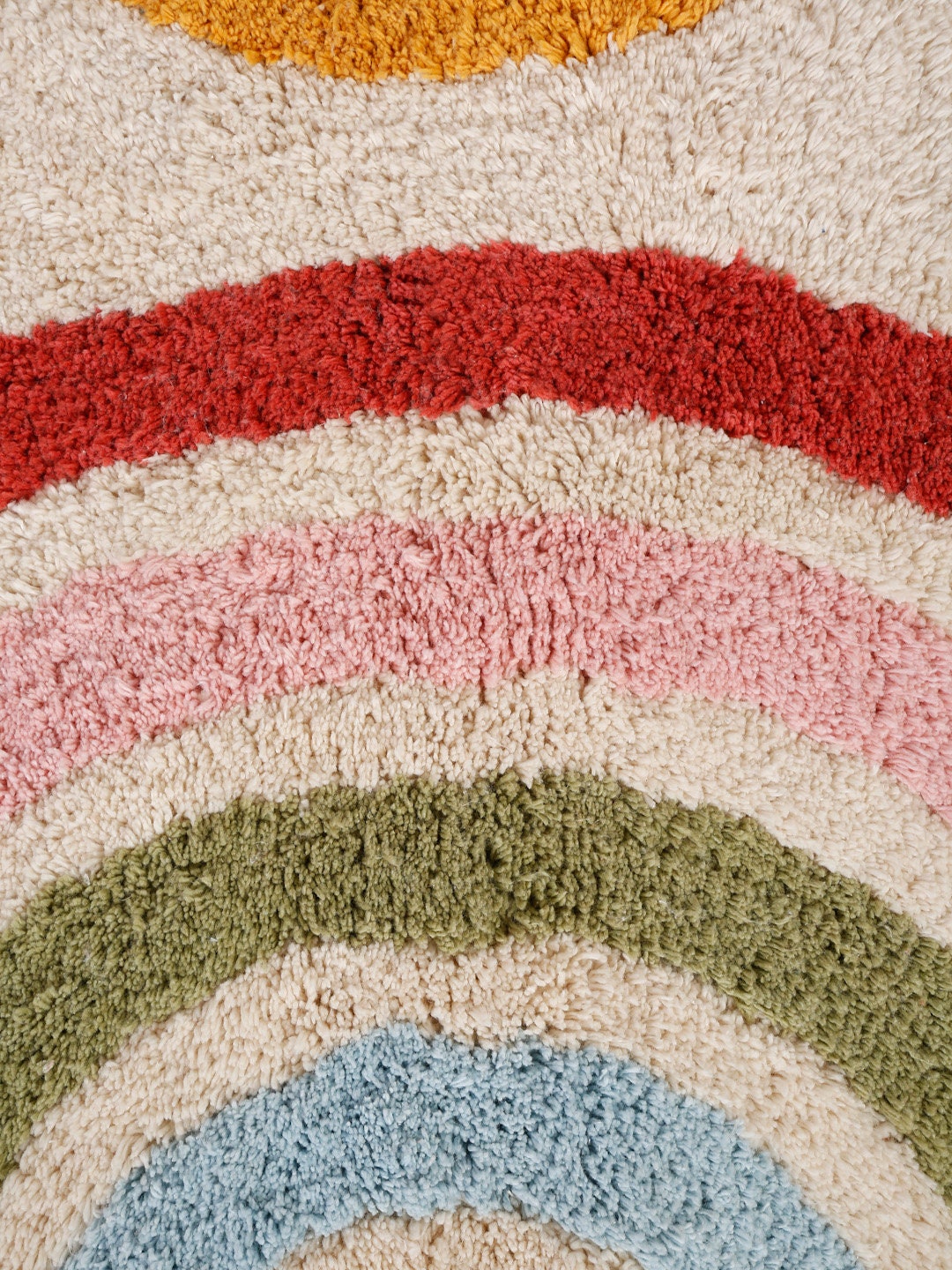 Hand Tufted Rainbow Bath Mat: Colorful Non-Slip Cotton Bathroom Rug | Handmade Modern Bath Mat for Cozy Home Decor