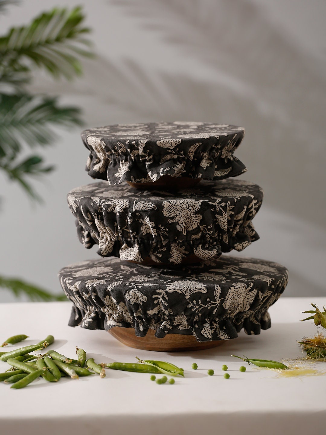 Handmade Linen Bowl Cover Set: Floral Hand Block Printed Cotton Covers | Reusable Decorative Kitchen Accessories, Set of 3
