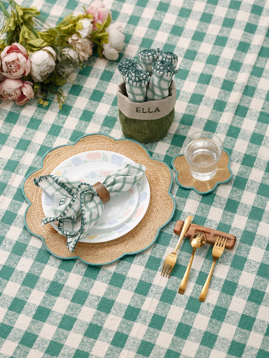 Handwoven Jute Floral Placemats (Set of 6): Natural Dining Decor
