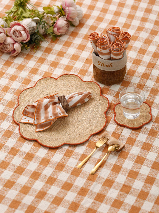 Handwoven Jute Placemats (Set of 6): Rustic Floral Dining Table Mats
