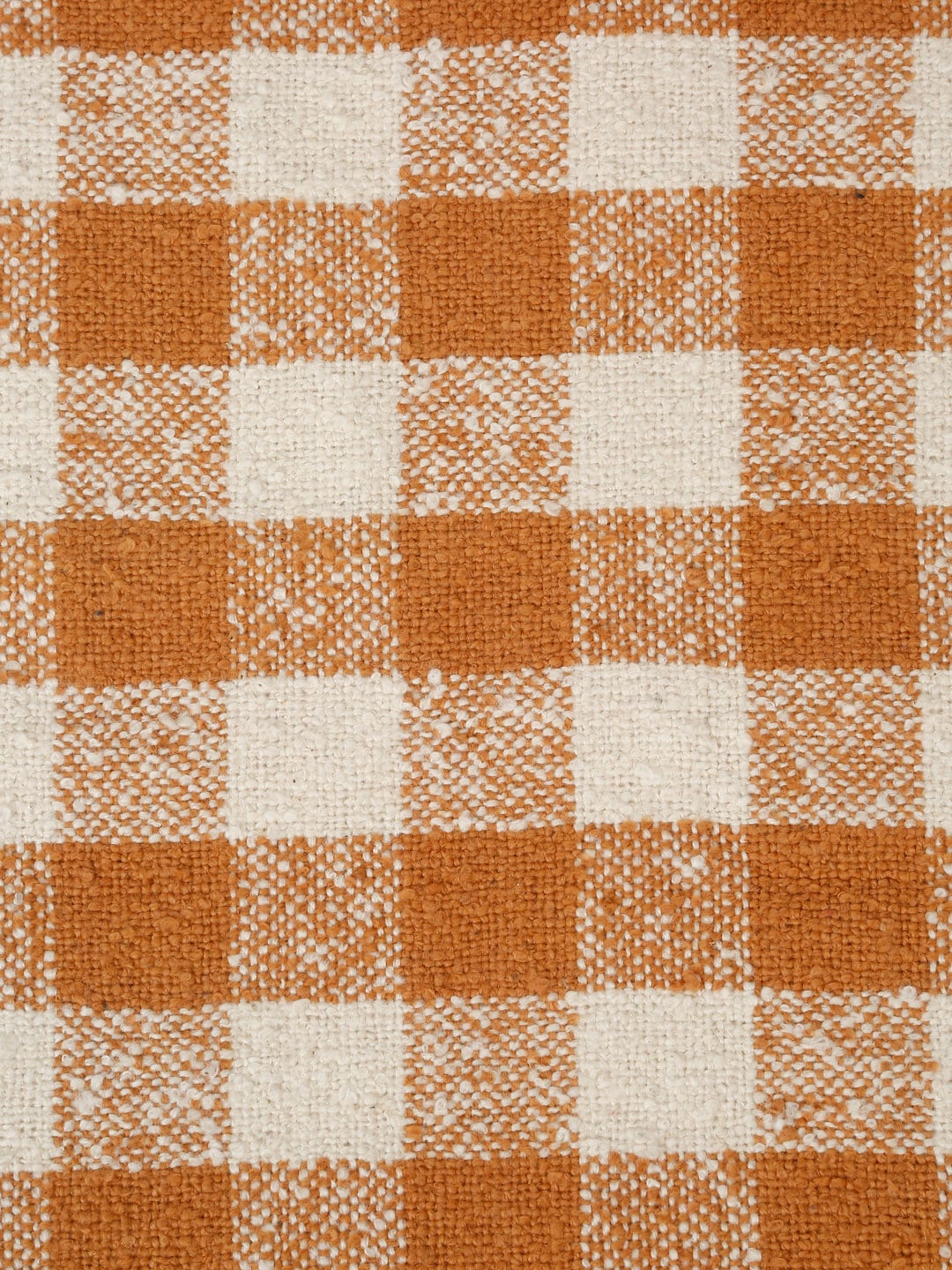 Handloom Cotton Boucle Tablecloth: Pumpkin Spice Checkered Fall Decor (52X70")