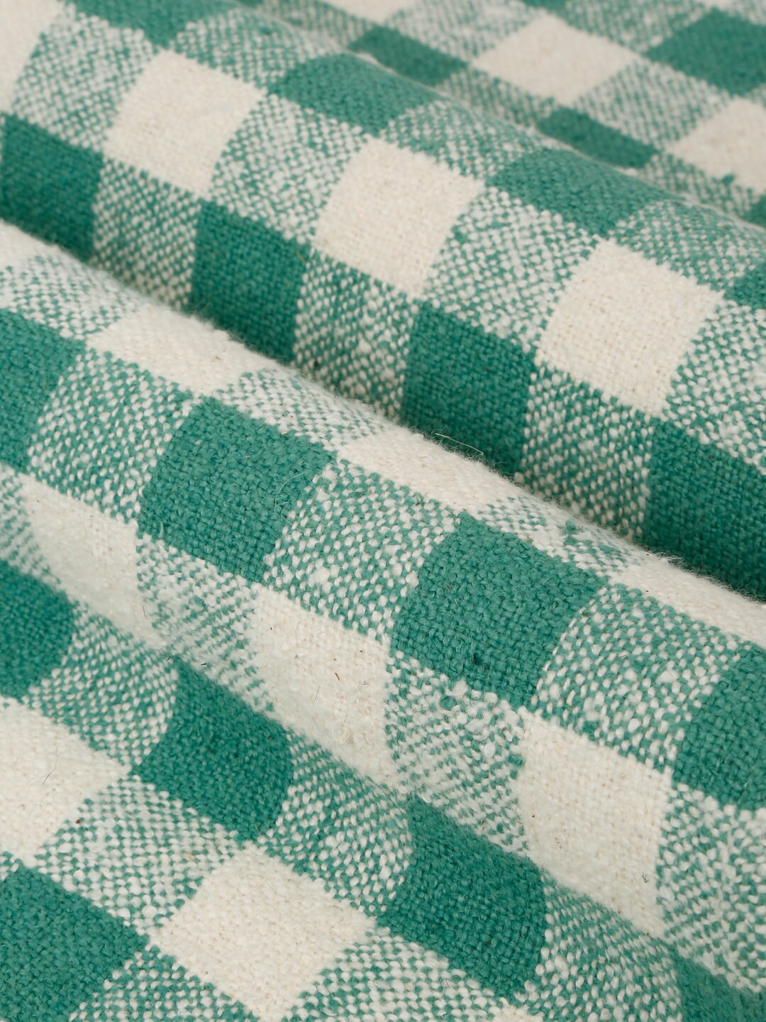 Handloom Weaved Green Checkered Cotton Tablecloth: Farmhouse Fall Decor (52X70 Inches)