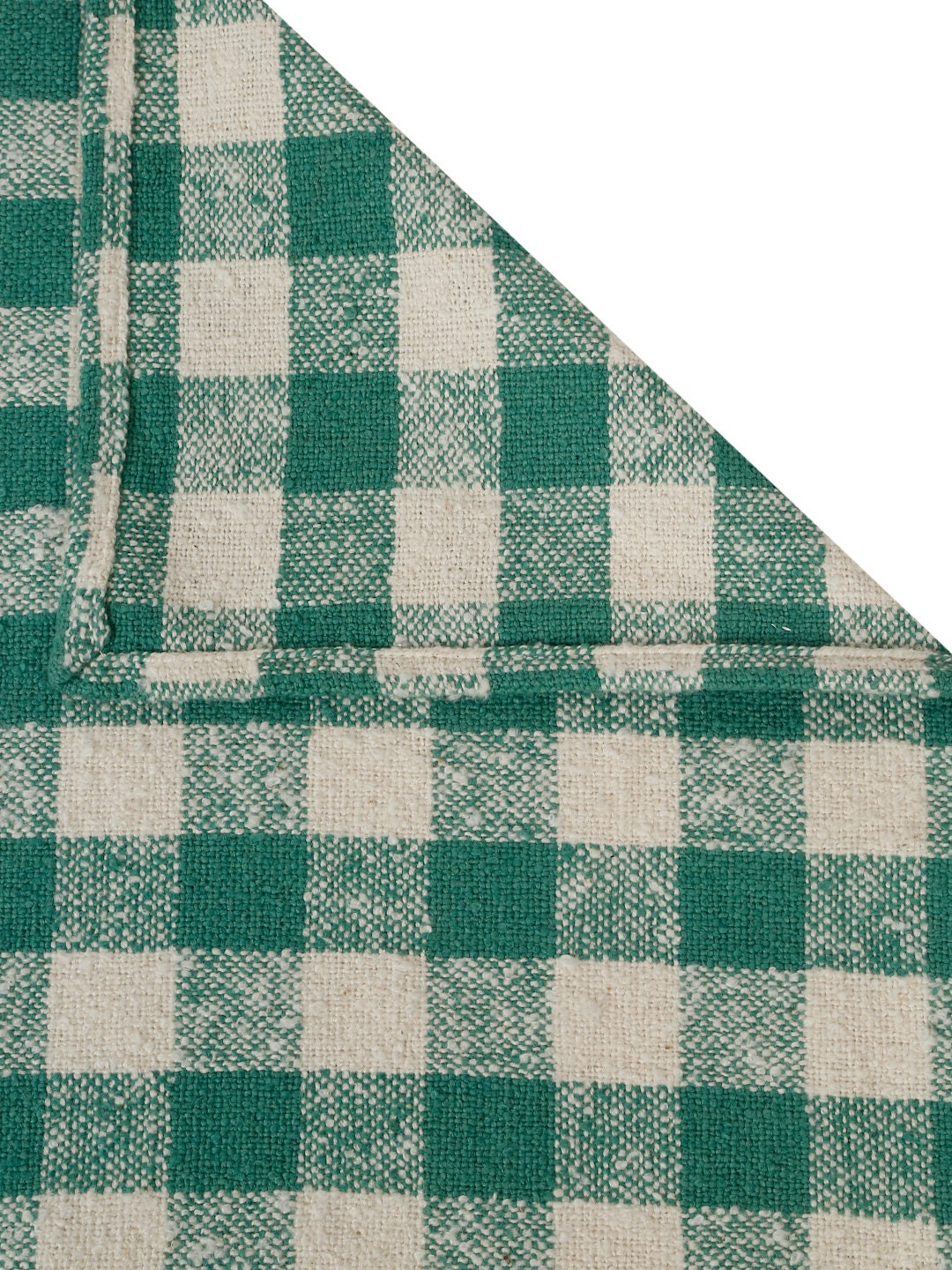 Handloom Weaved Green Checkered Cotton Tablecloth: Farmhouse Fall Decor (52X70 Inches)
