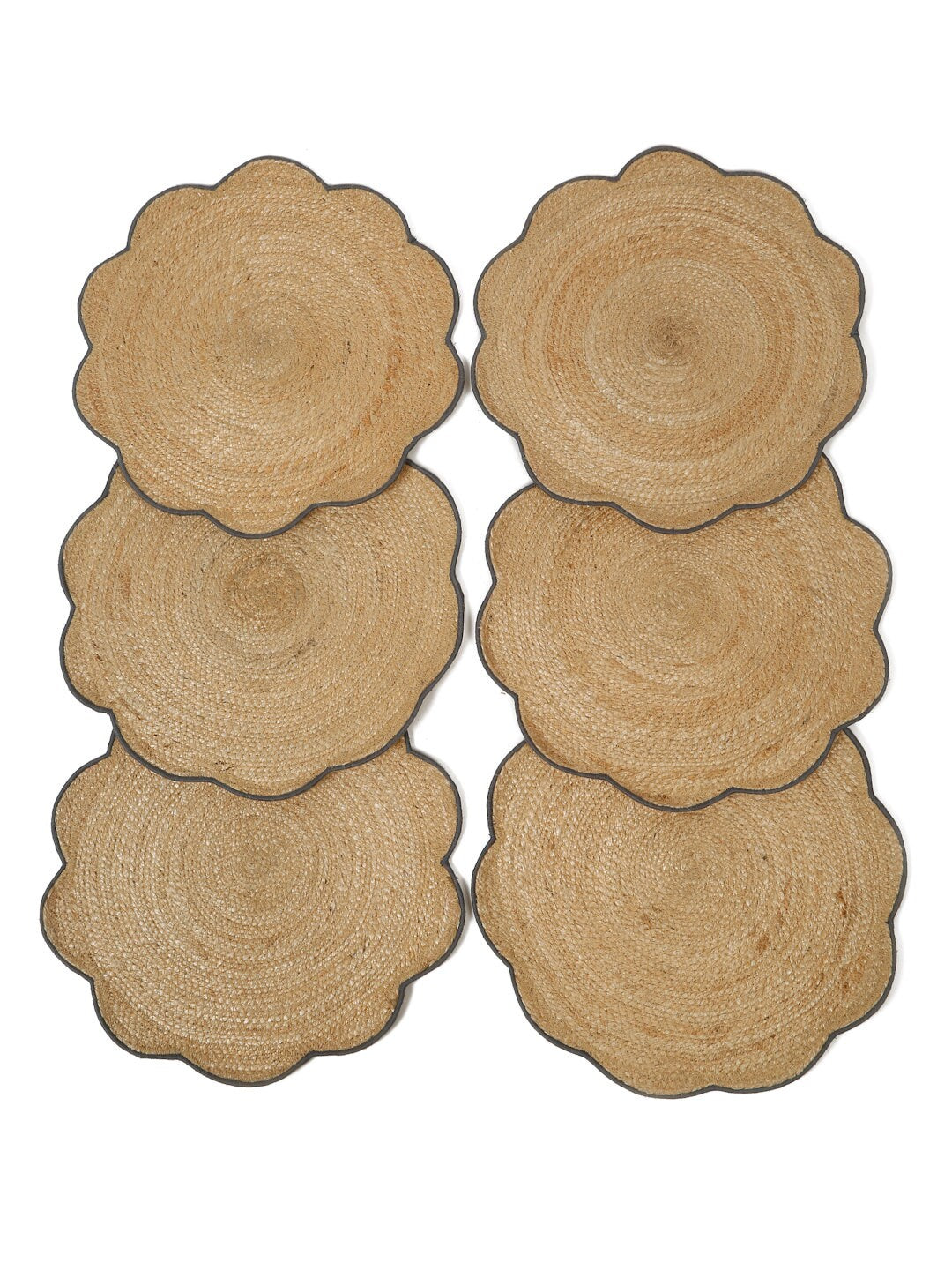 Handmade Jute Floral Placemats: Set of 6 Woven Table Mats
