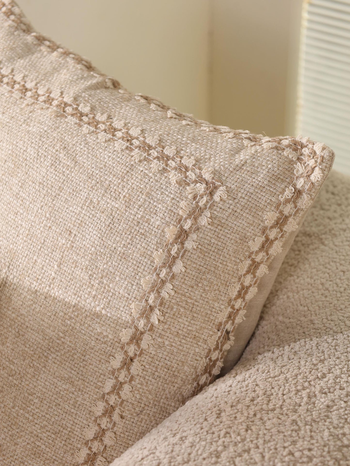 Handwoven Linen Pillow Cover: Beige Boho Throw Pillow, 20x20