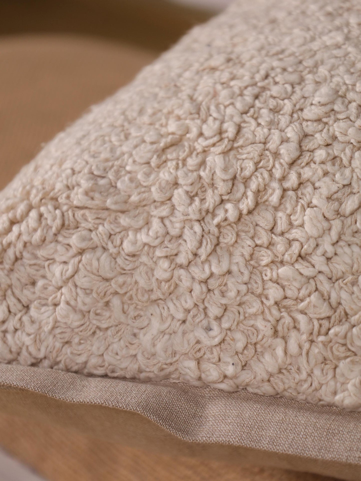Handwoven Boucle Linen Pillow Cover: Neutral Farmhouse Cushion, 20x20