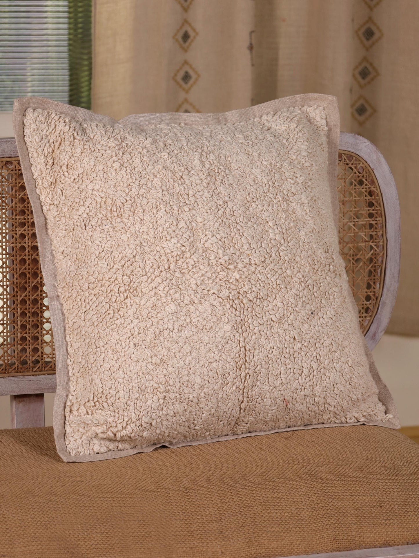 Handwoven Boucle Linen Pillow Cover: Neutral Farmhouse Cushion, 20x20