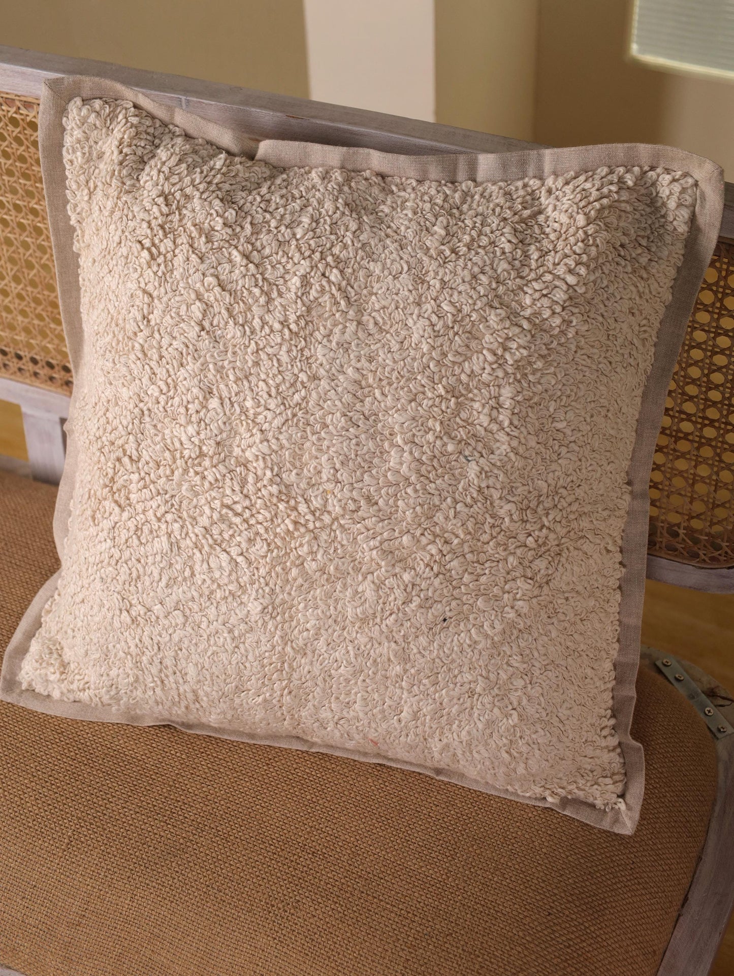 Handwoven Boucle Linen Pillow Cover: Neutral Farmhouse Cushion, 20x20