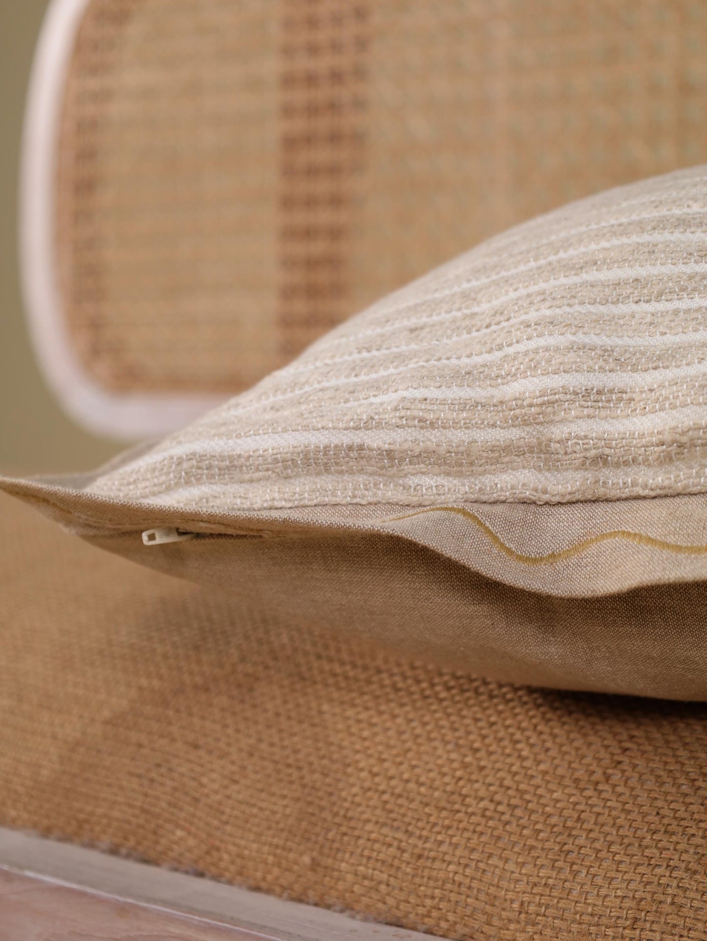 Handmade Striped Linen Pillow Cover: Neutral Boho Farmhouse Cushion