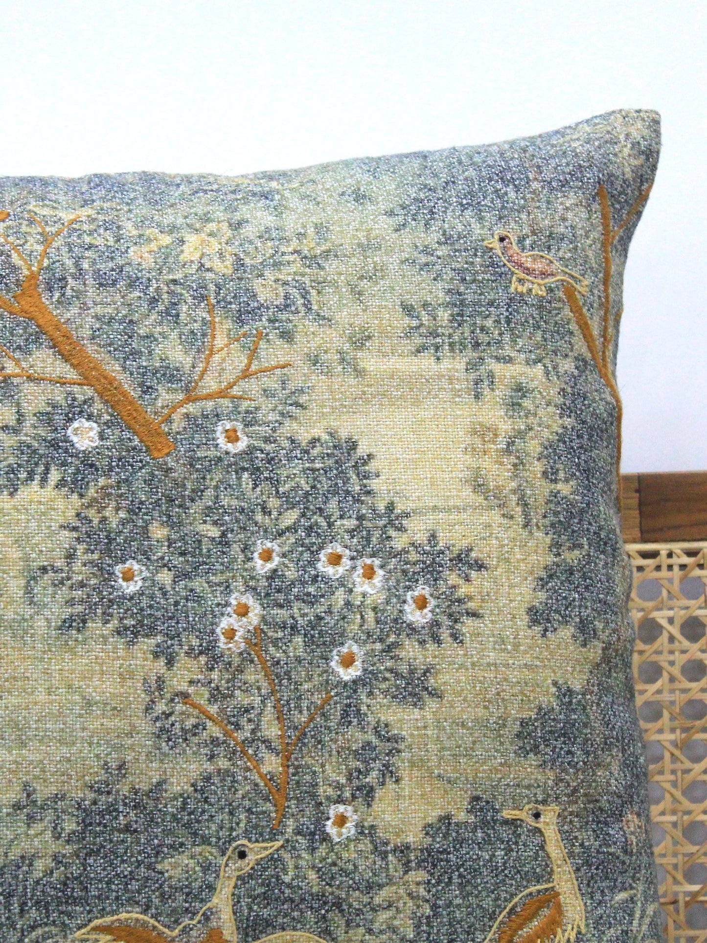 Handmade Embroidered Linen Pillow Cover: Boho Farmhouse Decor, 18x18