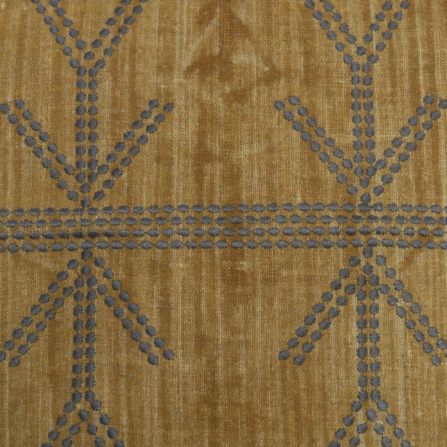 Hand Embroidered Linen Pillow Cover: Mustard Yellow Boho Farmhouse (20x20)