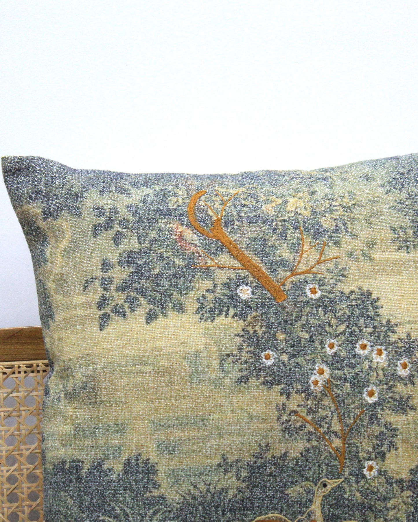 Handmade Embroidered Linen Pillow Cover: Boho Farmhouse Decor, 18x18