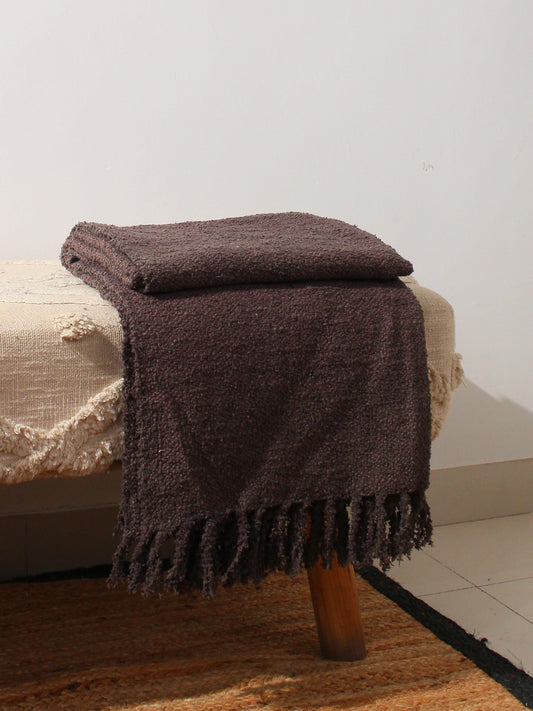 Reversible Brown Boho Throw Blanket: Handloom Organic Cotton (68x52)