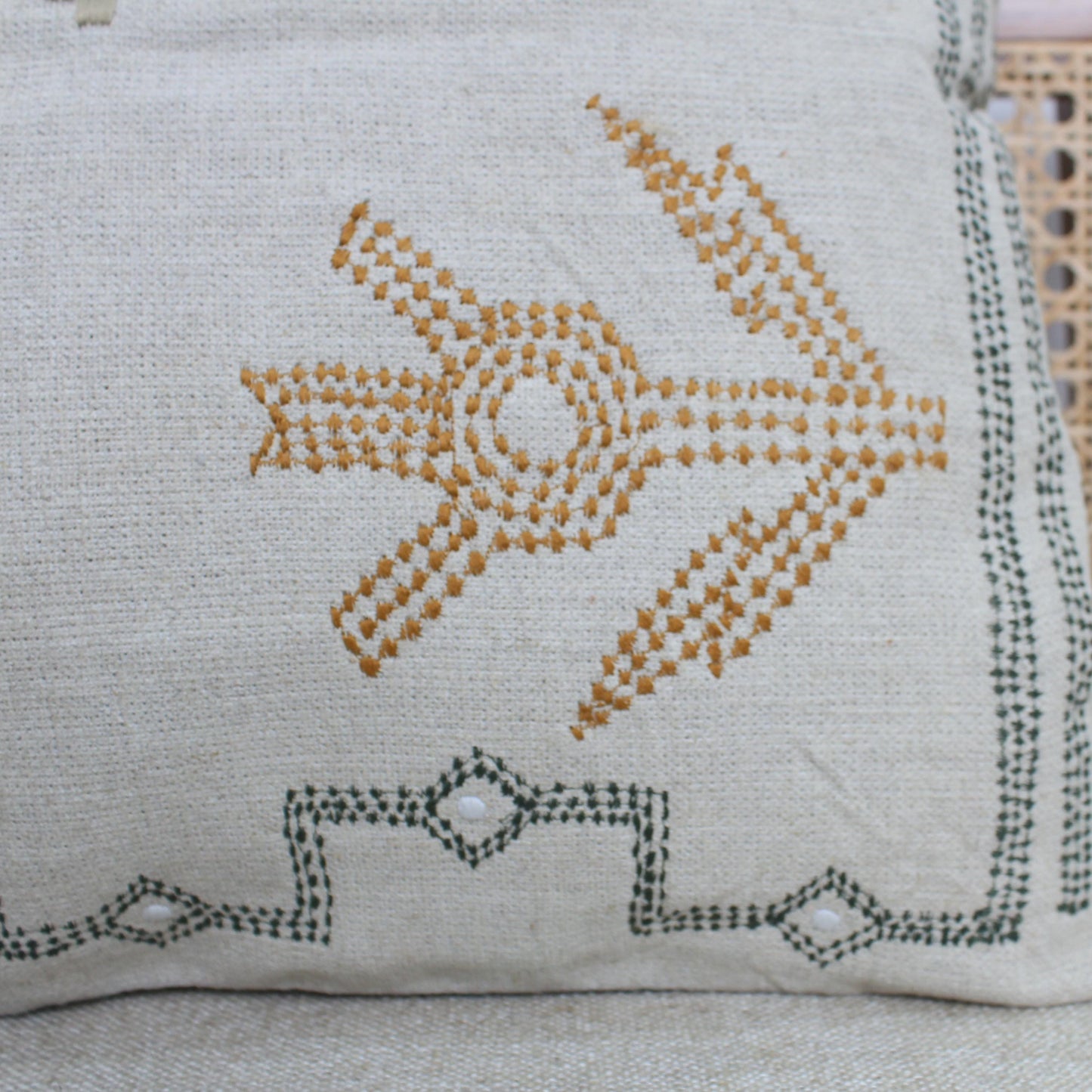 Gray Linen Throw Pillow Cover: Embroidered Boho Cushion, 20x20
