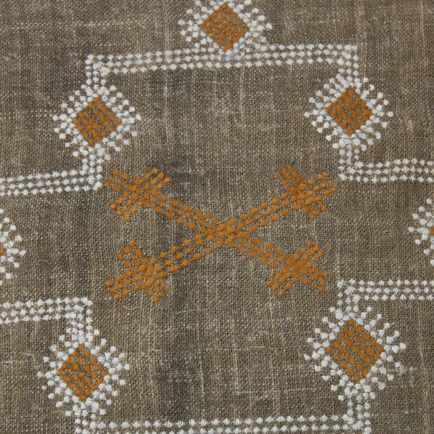 Hand Embroidered Linen Pillow Covers, Rustic Farmhouse Decor, Set of 2 (18x18 inches)