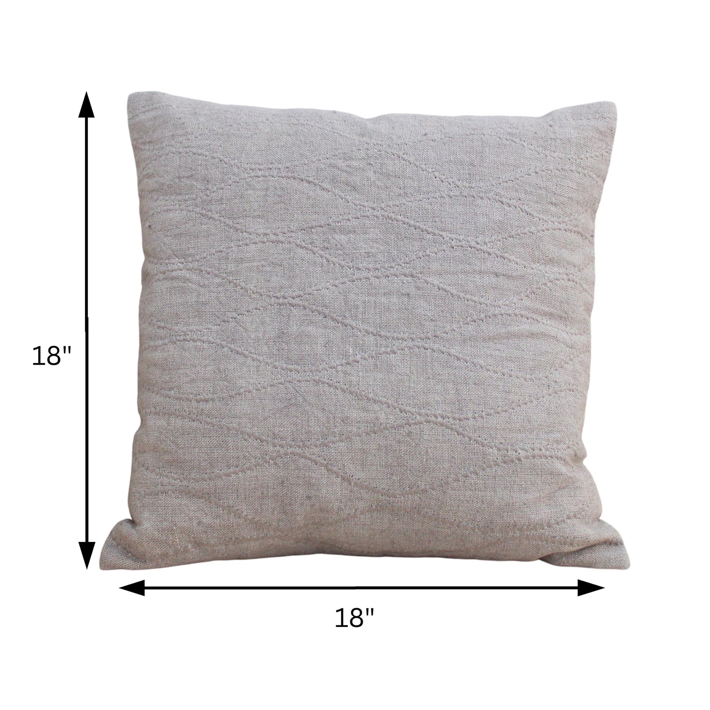Hand Embroidered Linen Pillow Cover 18x18, Boho Neutral Throw Cushion