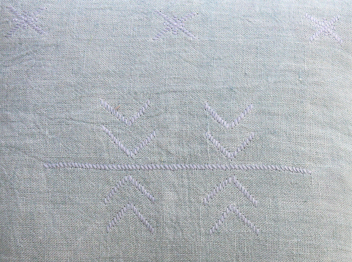 Seafoam Modern Boho Linen Throw Pillow | 18X18 Hand Embroidered Pillow Cover