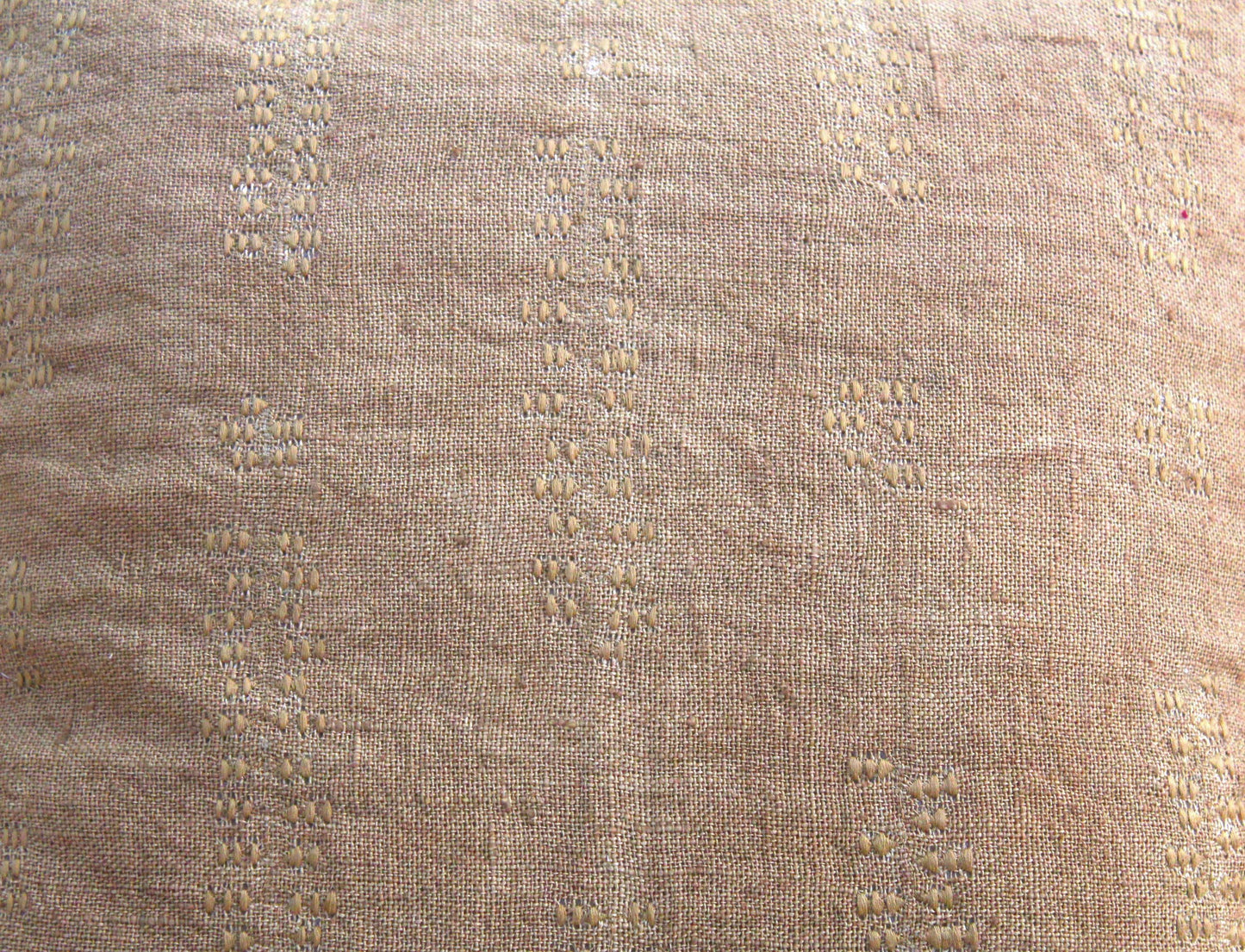 Hand-Embroidered Linen Pillow Cover: Modern Boho Latte Throw Pillow (18x18 Inches)