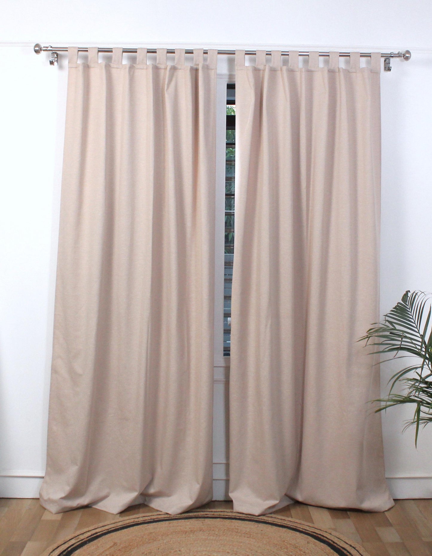 Textured Beige Linen Handmade Curtains | Modern Boho Window Drapery