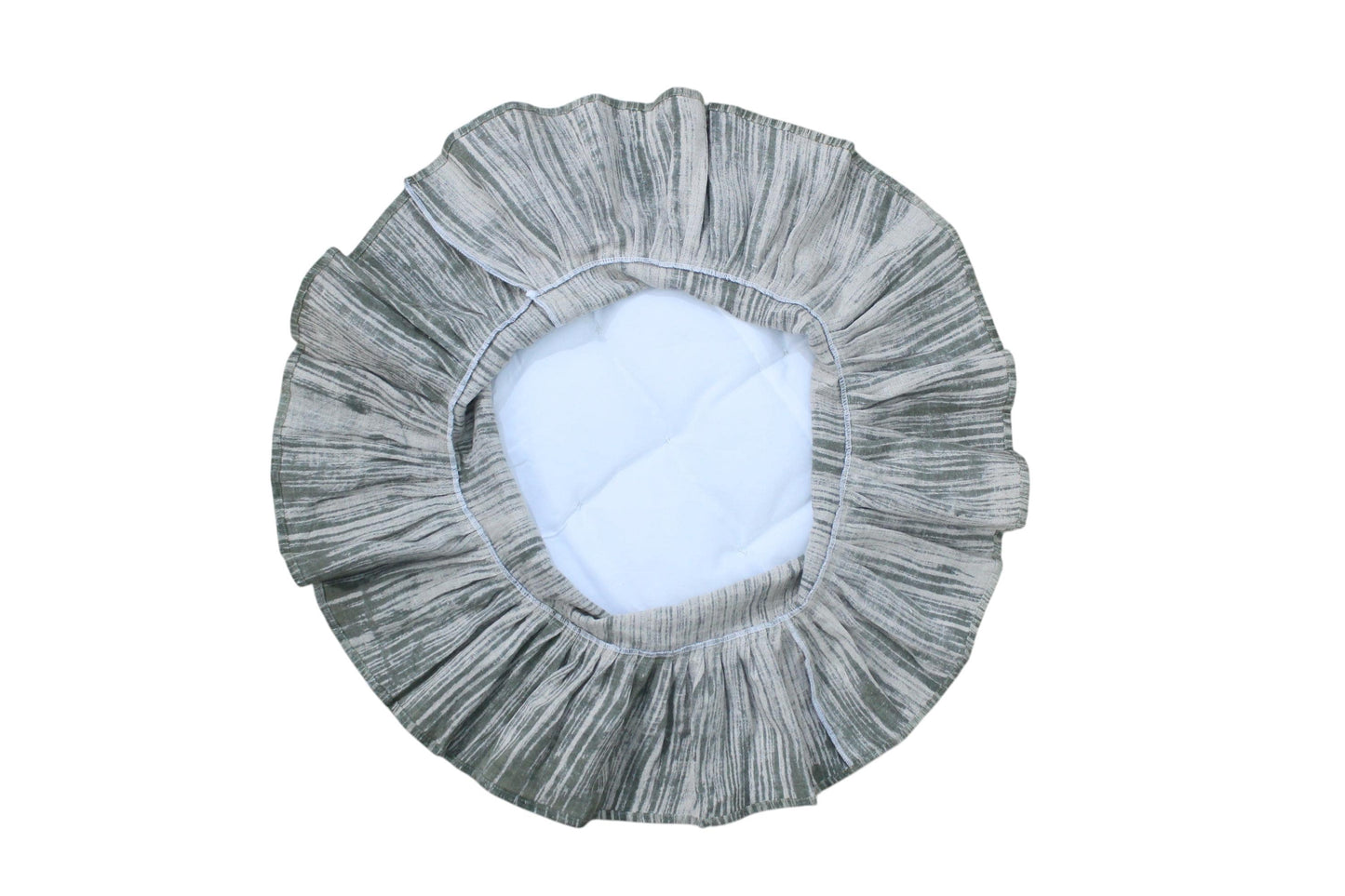 Dusty Green Linen Round Stool Cover | 14" Barstool Slipcover, Floral Motif