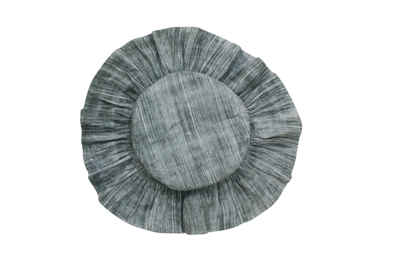 Dusty Green Linen Round Stool Cover | 14" Barstool Slipcover, Floral Motif