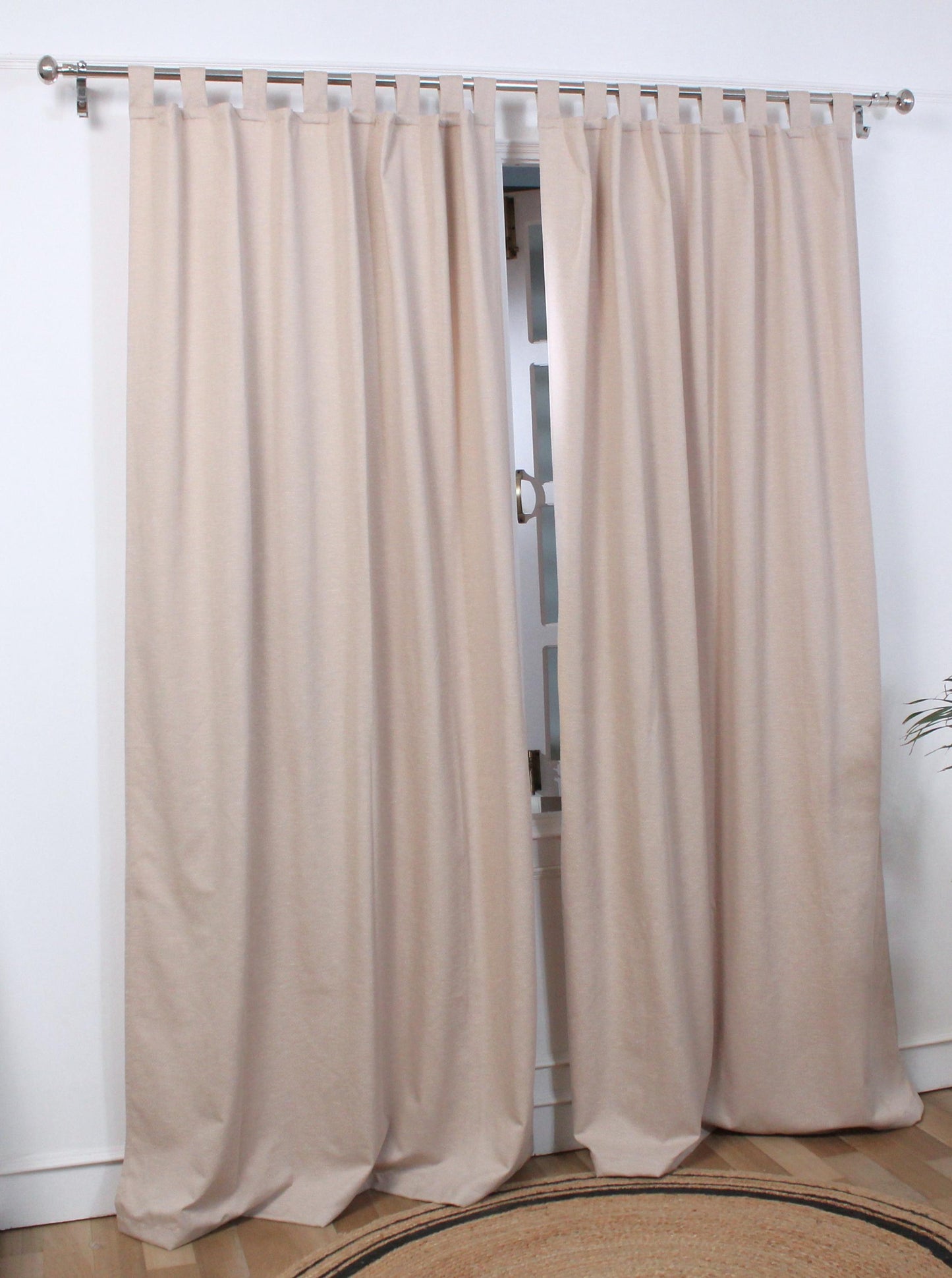Textured Beige Linen Handmade Curtains | Modern Boho Window Drapery