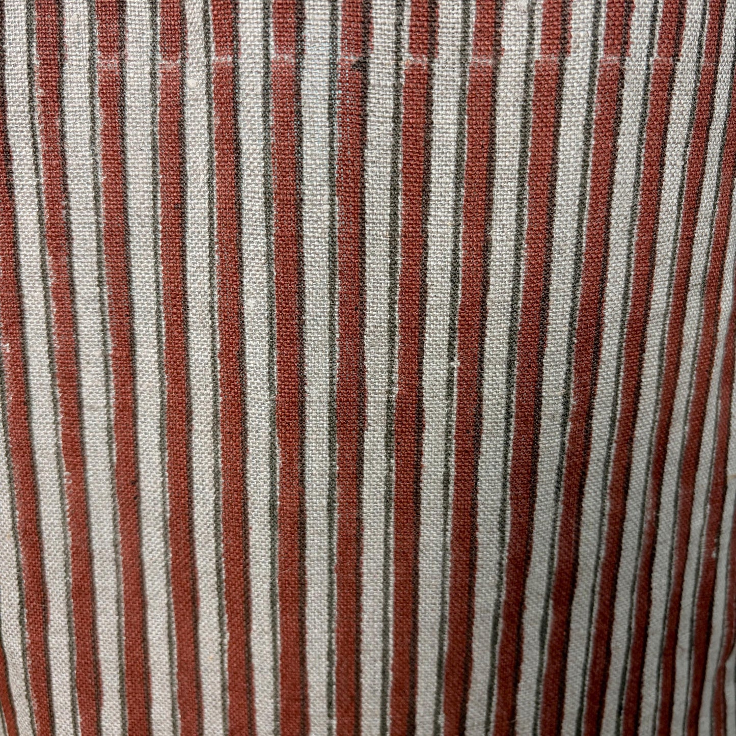 Stripe Hand Block Printed Linen Curtain Panel: Natural Boho Farmhouse Drapes