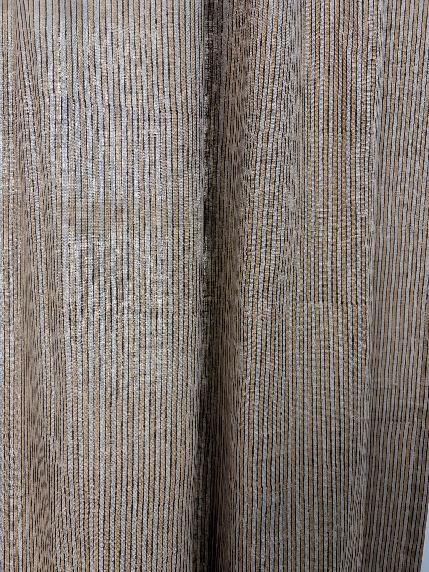 Hand Block Printed Stripe Linen Curtain | Custom Length & Hanging Style Curtain Panel
