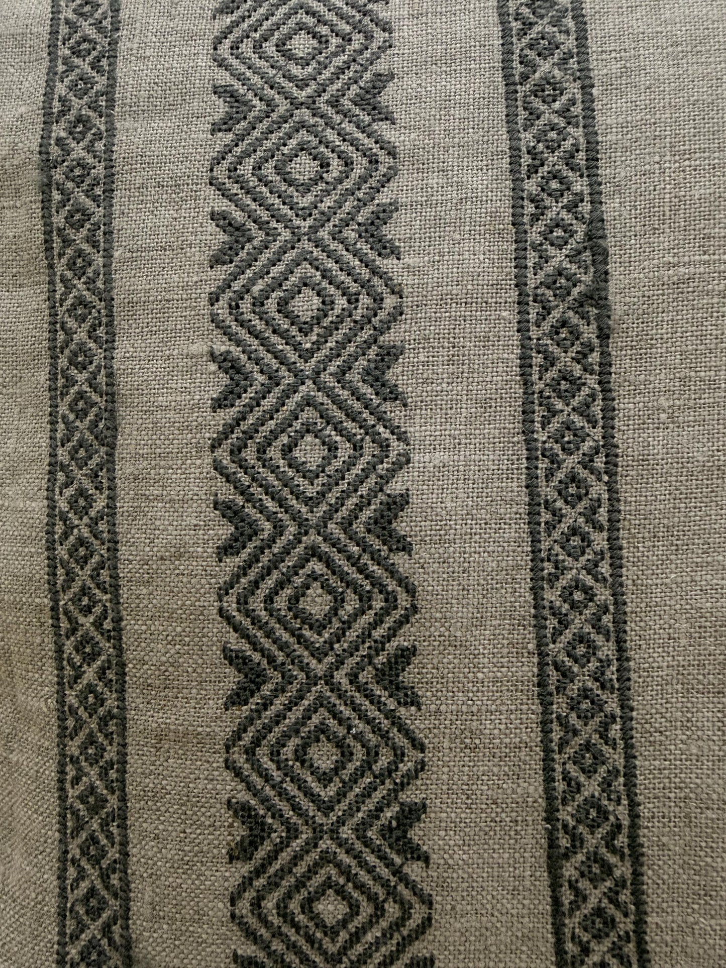 Charcoal Gray Embroidered Linen Pillow Cover, Neutral Throw Pillow, Handmade Lumbar Throw Pillow Cover, Modern Boho Pillow, 18x18 & 14x22